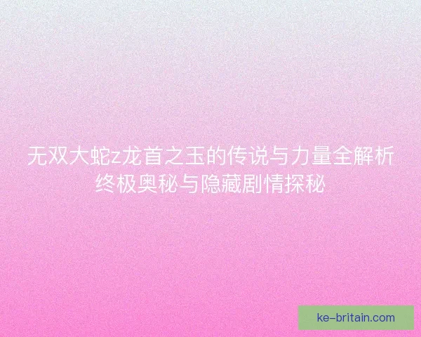 无双大蛇z龙首之玉的传说与力量全解析终极奥秘与隐藏剧情探秘