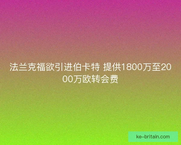 法兰克福欲引进伯卡特 提供1800万至2000万欧转会费